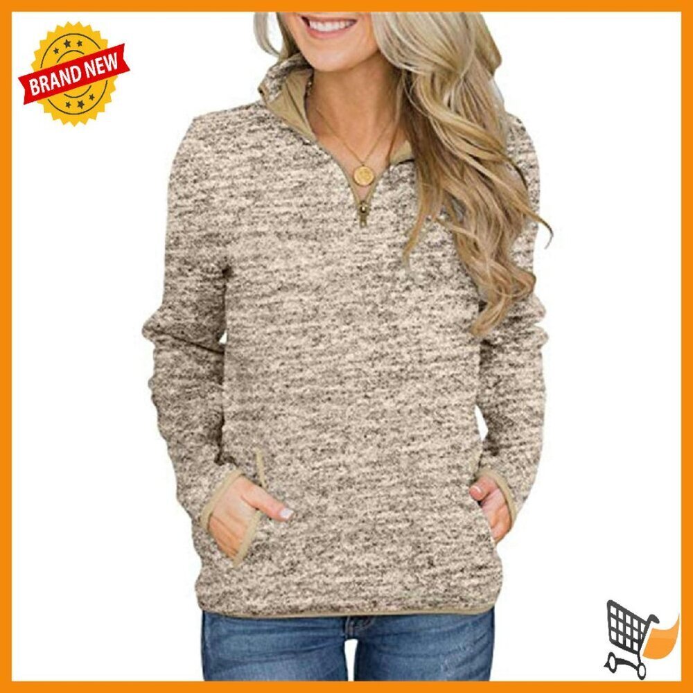 Quarter Zip Fleece Pullover Lightweight Sweatshirt with Pockets